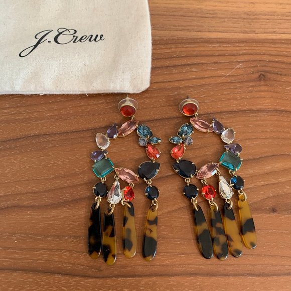 J.Crew Crystal and Tortoise Statement Earrings